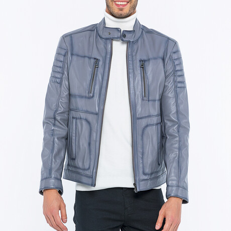 Leather Utility Jacket // Light Gray (S)