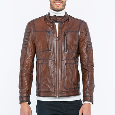 Leather Utility Jacket // Brown (S)