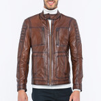 Leather Utility Jacket // Brown (S)