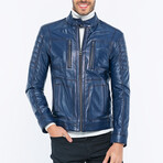 Leather Utility Jacket // Dark Blue (S)