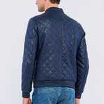 Leather Quilted Jacket // Blue (S)