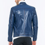 Leather Utility Jacket // Dark Blue (S)