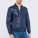 Leather Quilted Jacket // Blue (S)