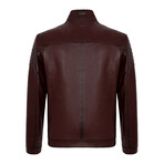 Leather Utility Jacket // Burgundy (S)