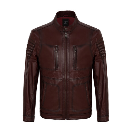 Leather Utility Jacket // Burgundy (S)
