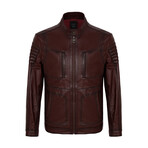 Leather Utility Jacket // Burgundy (S)