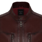 Leather Utility Jacket // Burgundy (S)