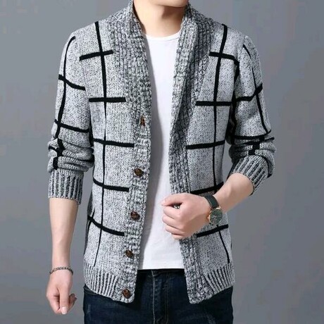 SHAWL COLLAR CARDIGAN // LIGHT GRAY (L)