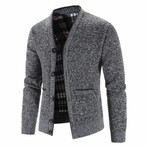 FLANNEL LINED MELANGE CARDIGAN // DARK GRAY (L)