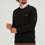 Contrast Logo Crew Neck Sweater // Black (S)