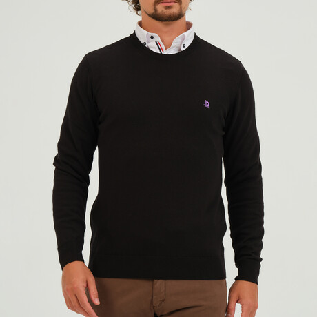 Contrast Logo Crew Neck Sweater // Black (S)