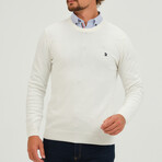 Contrast Logo Crew Neck Sweater // Ecru (S)