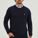 Contrast Logo Crew Neck Sweater // Navy (S)