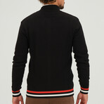 Birdseye Logo Placket Full Zip Sweater // Black (S)