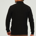 Birdseye Logo Placket Full Zip Sweater // Black (S)