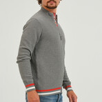 Birdseye Logo Placket Full Zip Sweater // Anthracite (S)