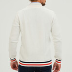 Birdseye Logo Placket Full Zip Sweater // Ecru (S)