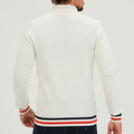 Birdseye Logo Placket 1/4 Zip Sweater // Ecru (S)