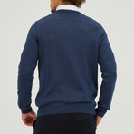 Contrast Logo V-Neck Sweater // Indigo (S)