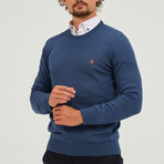 Contrast Logo Crew Neck Sweater // Indigo (S)