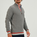 Birdseye Logo Placket 1/4 Zip Sweater // Anthracite (S)