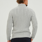 Cable Knit 1/4 Zip Sweater // Light Gray (S)