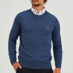 Contrast Logo Crew Neck Sweater // Indigo (S)