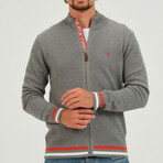 Birdseye Logo Placket Full Zip Sweater // Anthracite (S)