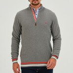 Birdseye Logo Placket 1/4 Zip Sweater // Anthracite (S)