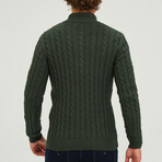 Cable Knit 1/4 Zip Sweater // Green (S)
