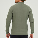 Birdseye Knit Full Zip Sweater // Sage Green (S)
