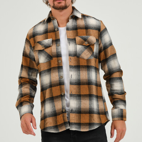 Men's Shirt Jacket // Brown/Black (S)