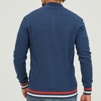 Birdseye Logo Placket Full Zip Sweater // Indigo (3XL)