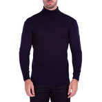 Ribbed Turtleneck Sweater // Navy (M)