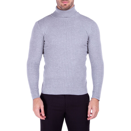 Ribbed Turtleneck Sweater // Grey (M)