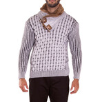 High-Neck Fur Lined Pullover Sweater  // White (2XL)