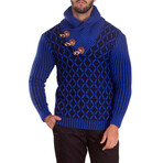 High-Neck Pullover Sweater // Royal (L)