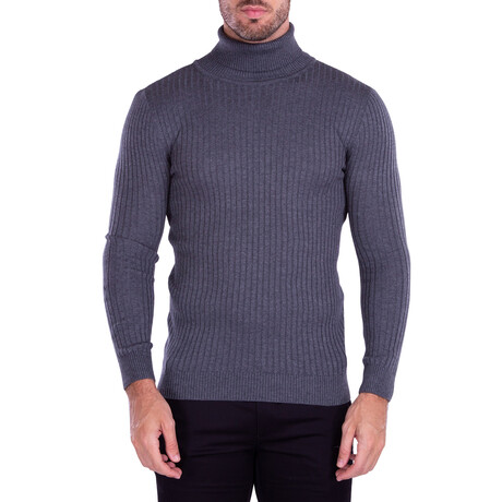 Ribbed Turtleneck Sweater // Charcoal (M)