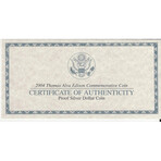 2004 P Thomas Edison Proof Silver Dollar Deep Cameo