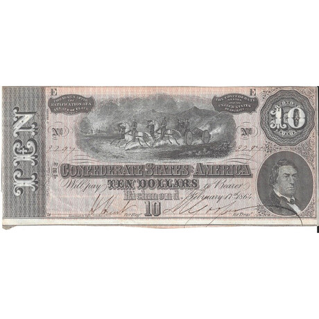 1862 $100 CSA "LOAN" bond + 1864 $ 10 CSA note Excellent condition