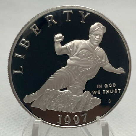 1997 50th Anniversary Jackie Robinson PROOF Deep Cameo Silver Dollar