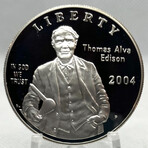 2004 P Thomas Edison Proof Silver Dollar Deep Cameo
