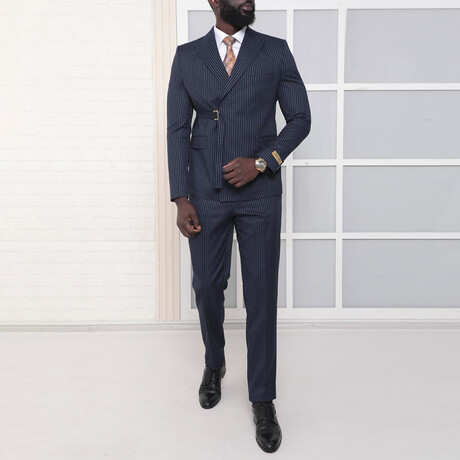 Logan 2-Piece Slim Fit Suit // Navy Stripe (Euro: 44)