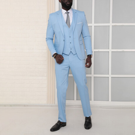 3-Piece Slim Fit Suit // Light Blue (Euro: 44)