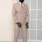 2-Piece Slim Fit Belt Suit // Beige Melange (Euro: 50)