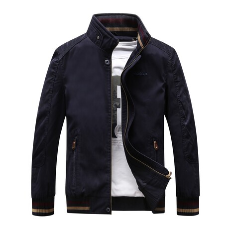 High Neck Zip Up Jacket V2 // Navy Blue (XS)