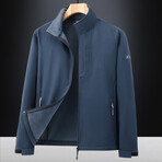 Fleece Lined Zip Up Jacket // Navy Blue (3XL)