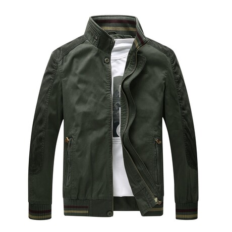 High Neck Zip Up Jacket V2 // Dark Green (XS)