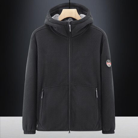 Fleece Zip Up Hoodie // Black (XS)