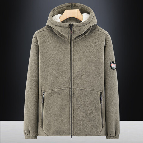 Fleece Zip Up Hoodie // Khaki (XS)